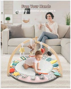 PRVAETU Wooden Baby Gym Play Mat