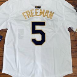 White 2025 Black Gold Dodgers Freeman Jersey