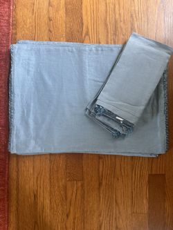 8 Linen/Cotten Blue Placemats with Side Beaded detail with matching Napkins