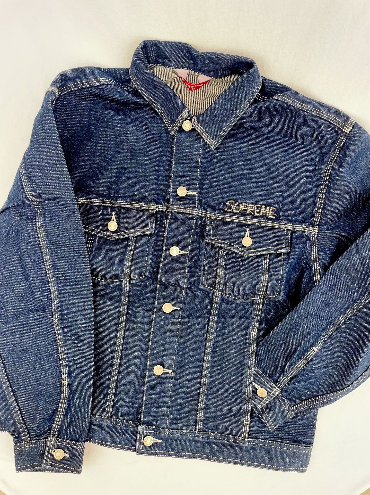 Supreme Smurfs Denim Trucker Jacket Blue Size Medium