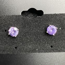 925 Silver Purple Cz Studs 6mm