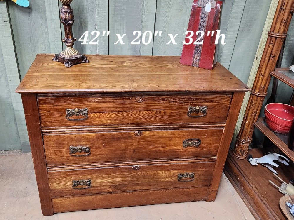 Vintage Wood Dresser 3 Drawers 