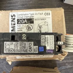 Siemens 20 amp arc fault breaker