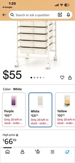 10-Drawer Rolling Storage Cart – White – Brand New – $55