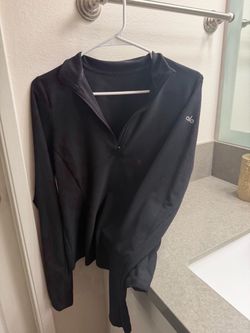 ALO Alosoft 1/2 Zip Rapid Pullover in black, size Medium
