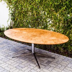 Vintage 1960s Florence Knoll Burl Wood Dining or Conference Table