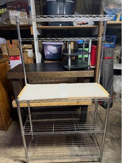 Bakers rack with wood top