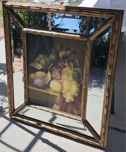 Vintage Mirror Painting 34 by 30 inches Nice Condition!