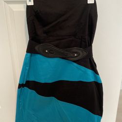 City Triangles Black and Teal Mini Dress, Woman’s Size 9