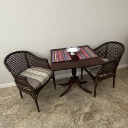 Vintage Bistro Table & 2 Cane Back Chair