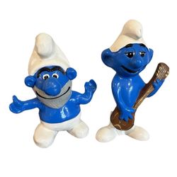 Papa Smurf Ceramic Mold Hand Painted Statues Figure Handmade Vintage 80s Retro