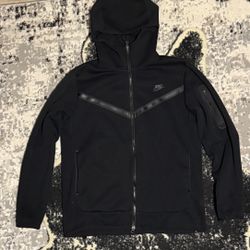 Nike Jacket Adult L Black Tech Fleece Full Zip Hooded Athletic Track Casual Mens
