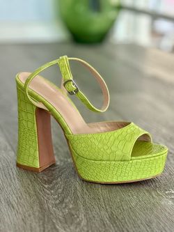 Light Green Chunky Heels