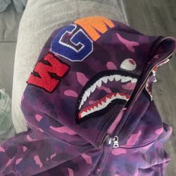 purple bape hoddie