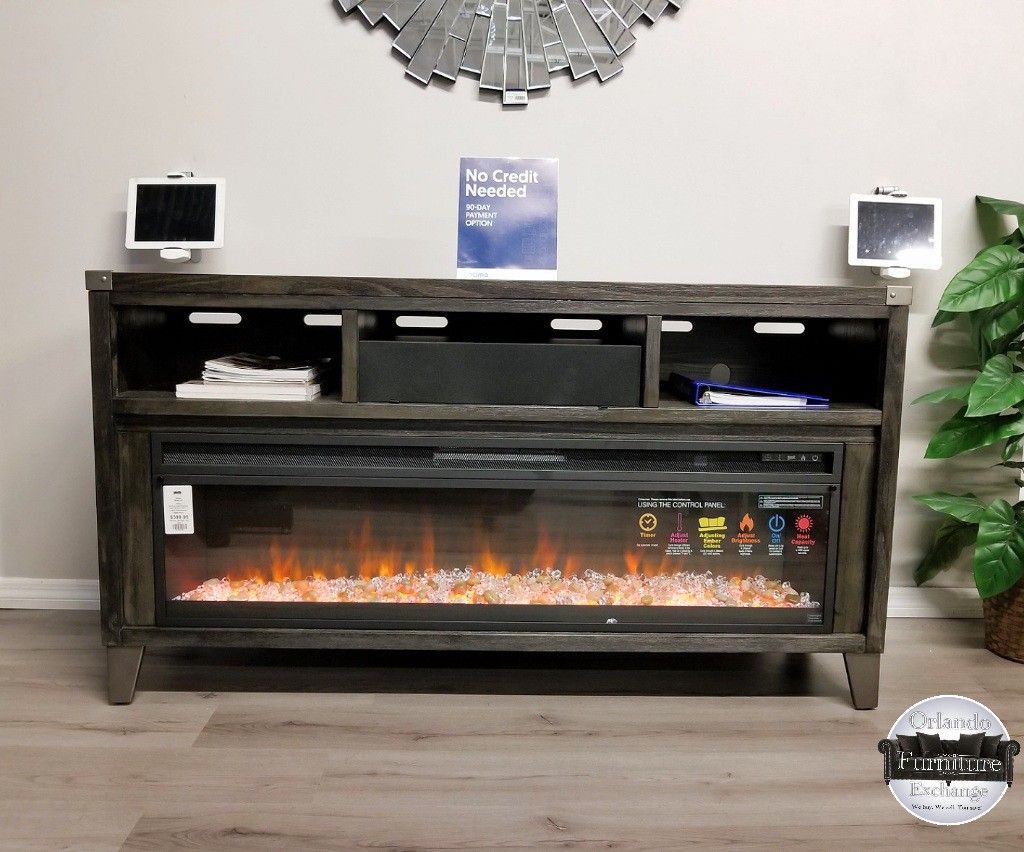 $50 down financing!!! BRAND NEW GREY TV STAND WITH FIREPLACE OPTION!!!!!!