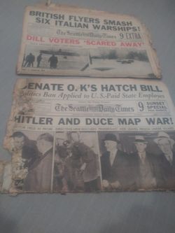 OLD NEWS PAPERS  Hitler - Kennedy - WW11