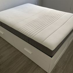 Queen size Bed Frame And Mattress. 