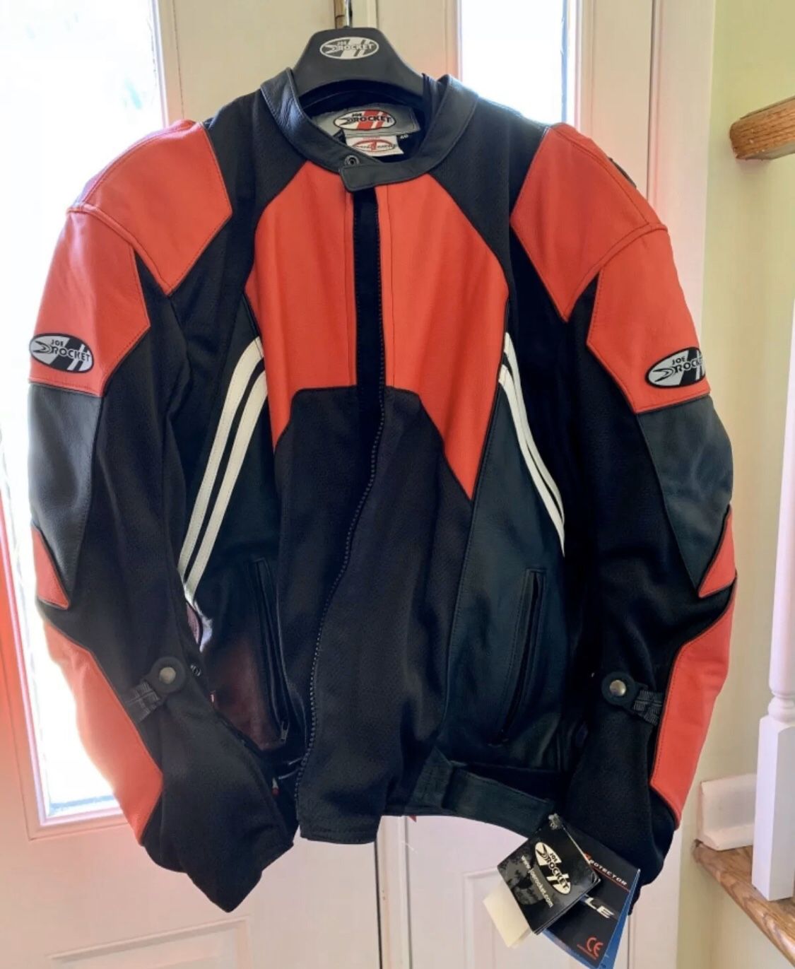 Joe Rocket Red & Black Leather Textile Motorcycle Jacket Mens Sz Large (46)
