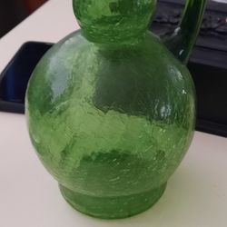 Vintage  Crackle Glass Pitcher