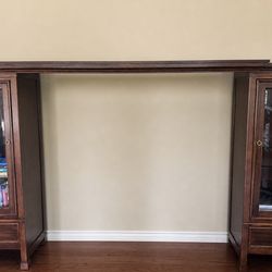 3 piece solid Wood Entertainment Center With Glass Display cabinets