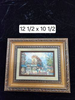 Small Framed Impressionist Street Scene Painting