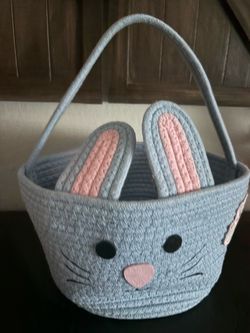 light blue braided cotton rope Easter basket