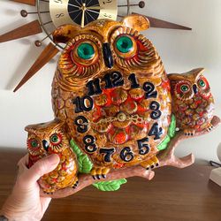 Vintage 1970s Owl Clock