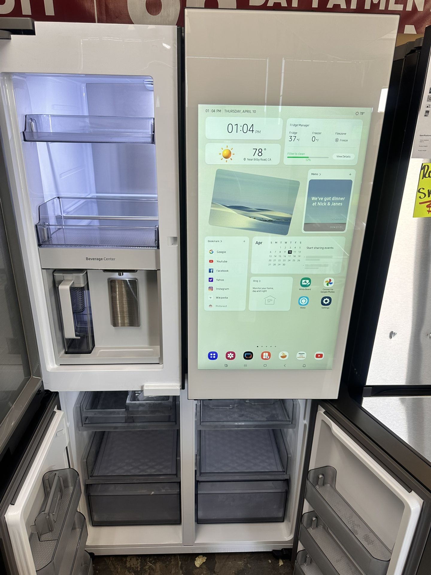 Bespoke White Glass 29 Cu Ft Refrigerator
