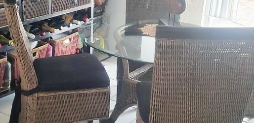 Glass Table Set And Wine Rack