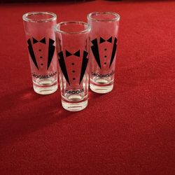  Set of 3 Groomsmen Shot Glasses 