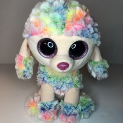 Ty Beanie Boo 10" RAINBOW Poddle Dog Plush 2017  