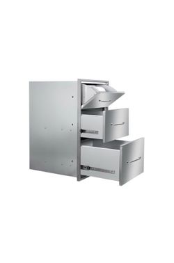 New Outdoor Kitchen Drawers with Paper Towel Holder 17" W × 30"H Flush Mount BBQ Drawers with Chrome Handle,Stainless Steel Built-in Triple Access Dra