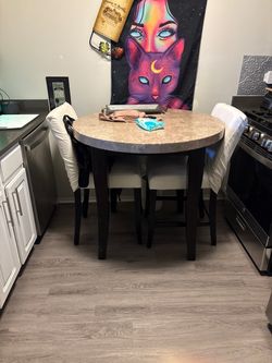 Round Marble-Top table & Fireplace set