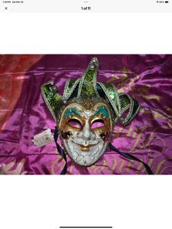 Vintage Venetian Masquerade Creepy Joker crack style lion di versace Jester Mask 
