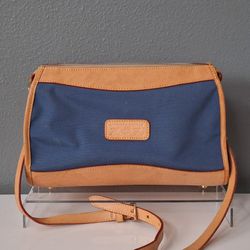 Vintage Dooney & Bourke Canvas And Leather Letter Carrier Crossbody 