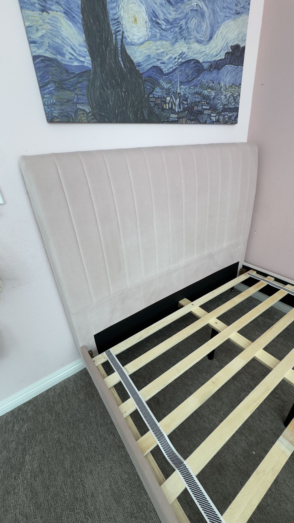 Full Upholstered Bed Frame- Pink