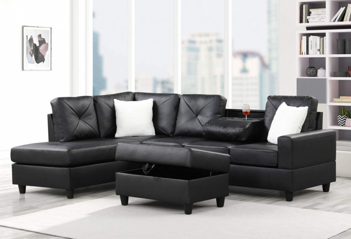 Kareena Black PU Sectional