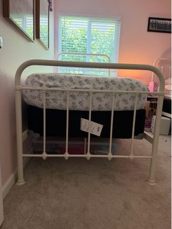 2 - White Metal TWIN XL Bed Frame