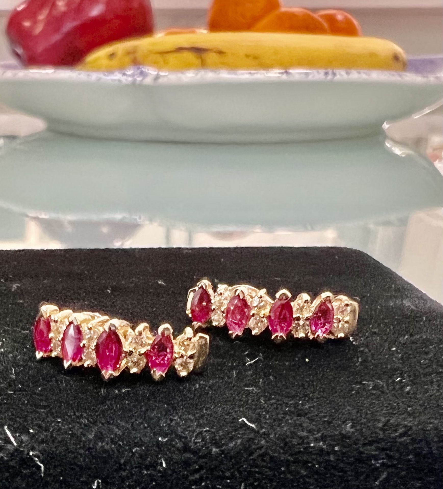 14kt Yellow Gold .92ct Diamond & Ruby Earrings “Beautiful”