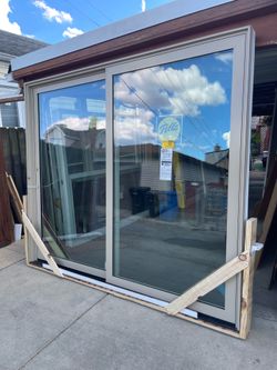 New patio door fiberglass. Pella impervia jam is 5inch   Sandstone outside white inside size   w 93.3:4 h79.1/2. Scren  no lock $2650