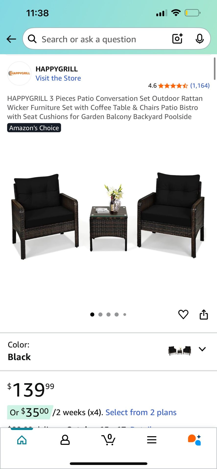 3 Pieces Patio Conversation Set Outdoor