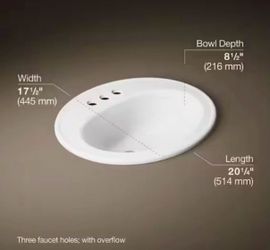 Kohler Bathroom Sink Bowl 20.3”x17.5”