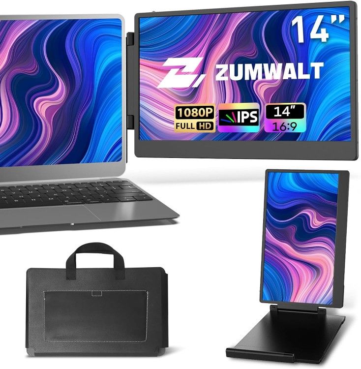 14" 1080P FHD Portable Monitor with Adjustable Stand