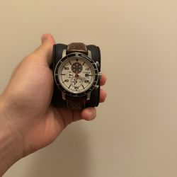 Used  Eco-Drive Men's Chronograph Brown Leather Strap Watch 44mm