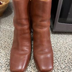 Marc Fisher LTD Floria Leather Ankle Booties, Tan — Women's Size 5