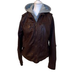 J2 Brown Vegan Leather Jacket, Size XL
