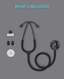 Single Head Stethoscope for Doctors/Nurses/Nursing School Students, Medical and Home Use with Accessories Name Tag, FSA HSA Eligible (Black Tube, with