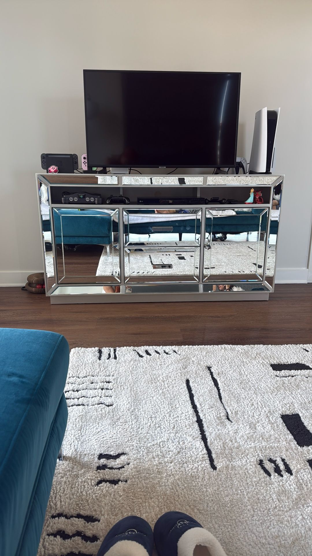 Glass TV Console w/matching Glass End Table
