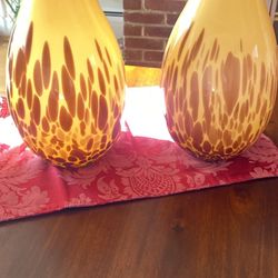 Set Of Two (2) Glass Vases