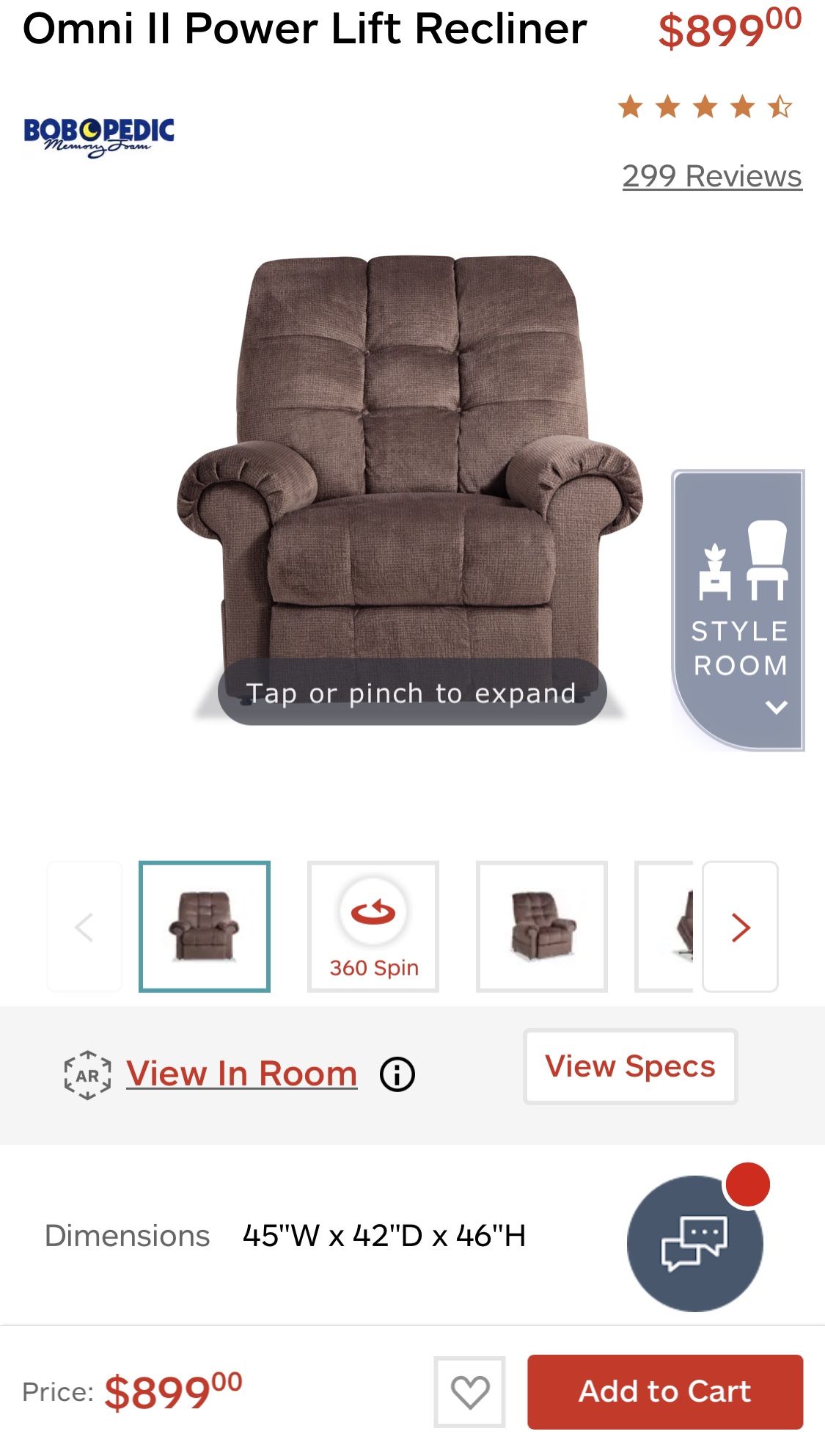 Bob O Pedic Omni II Power Lift Recliner for Sale in Newark NJ